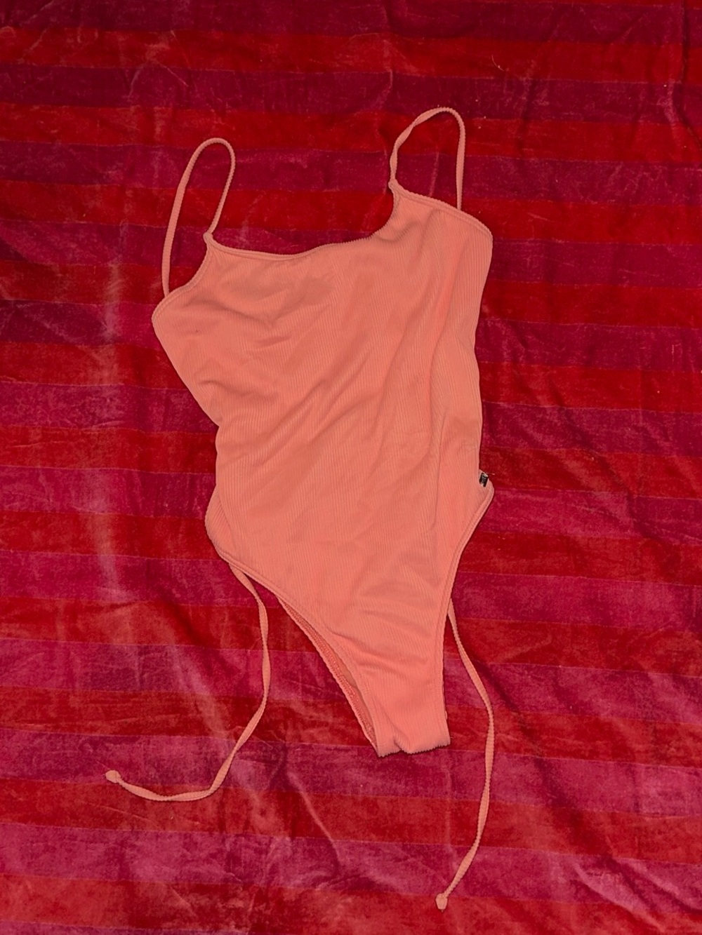 Roxy Ribbed Pink One-Piece - Picture 1 of 4
